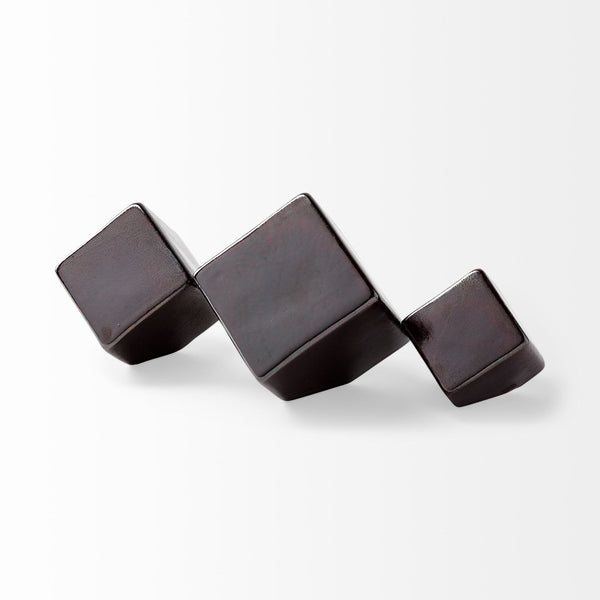 Mercana Mayweather Glossy Geometric Cubes – Modern Ceramic Sculptures for Sleek Home Décor & Stylish Interiors 68620