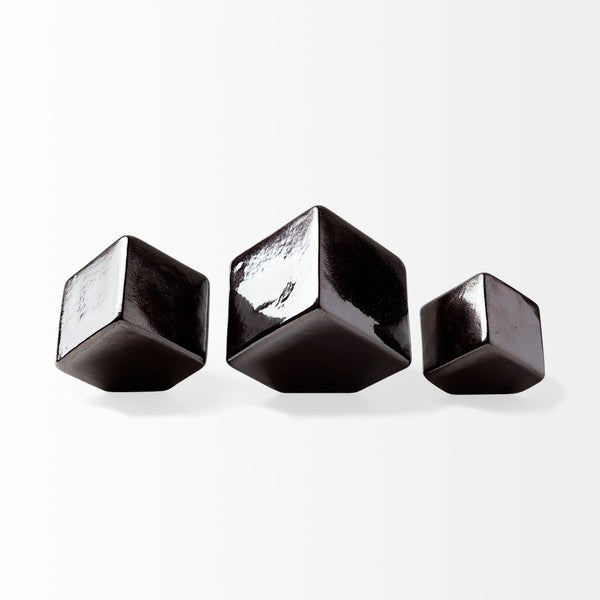Mercana Mayweather Glossy Geometric Cubes – Modern Ceramic Sculptures for Sleek Home Décor & Stylish Interiors 68620