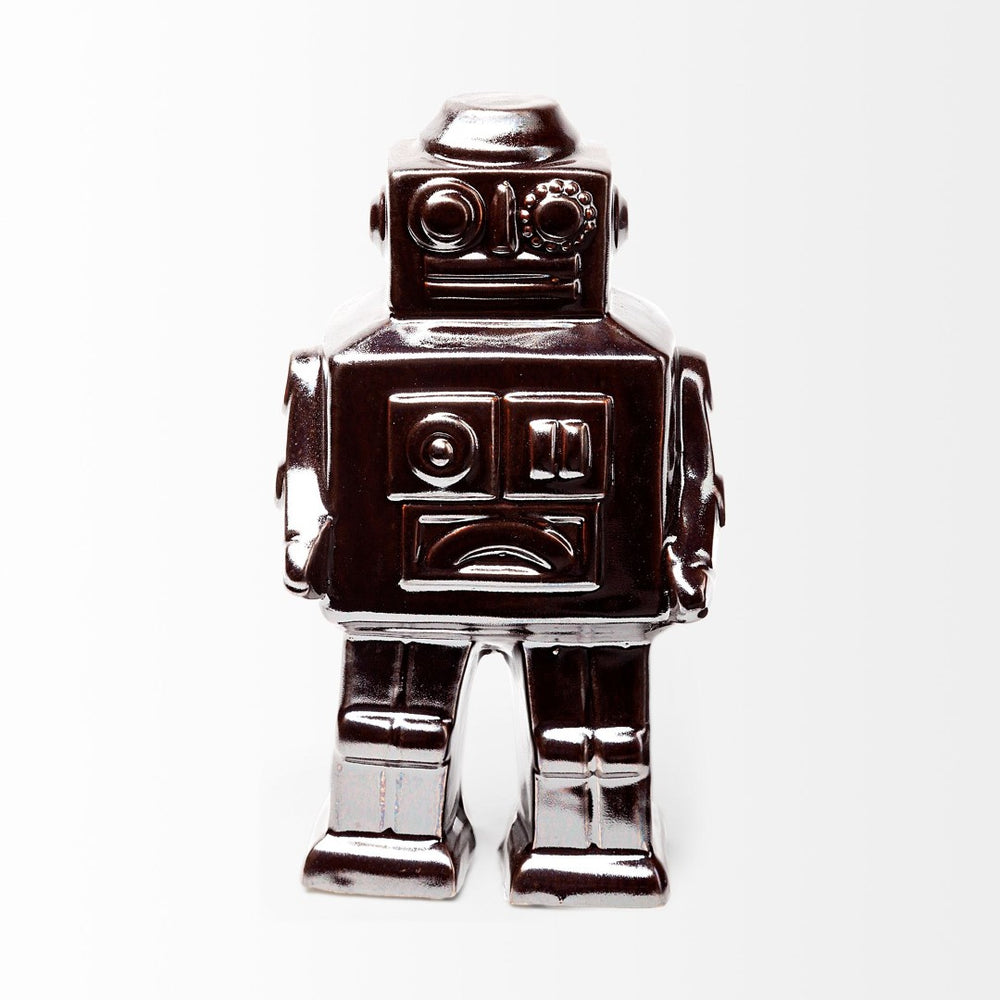 Mercana Robby Polished Ceramic Robot Sculpture - Mid-Century Charm for Eclectic Home Décor and Styling 68621