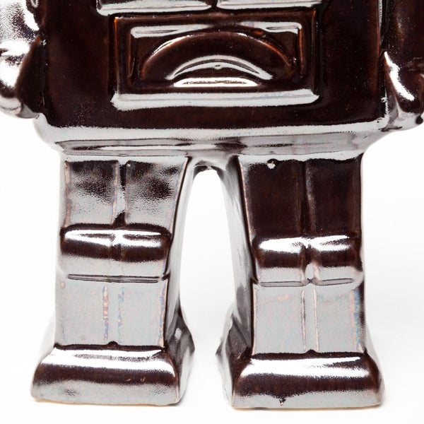 Mercana Robby Polished Ceramic Robot Sculpture - Mid-Century Charm for Eclectic Home Décor and Styling 68621