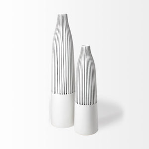 Mercana Kira Small Pinstripe Ceramic Vase - Modern Sculptural Décor for Chic Home Accents and Styling 68625