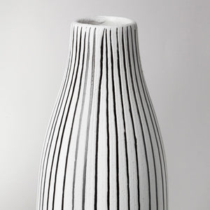 Mercana Kira Small Pinstripe Ceramic Vase - Modern Sculptural Décor for Chic Home Accents and Styling 68625