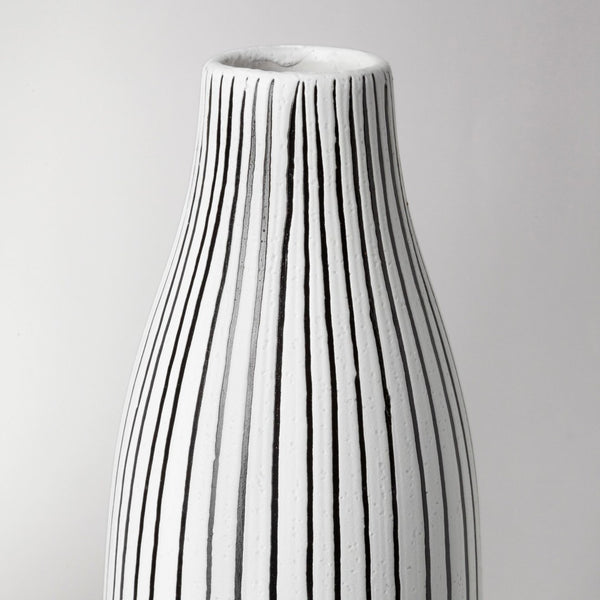 Mercana Kira Small Pinstripe Ceramic Vase - Modern Sculptural Décor for Chic Home Accents and Styling 68625