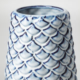 Mercana Troi II Large Blue White Fishscale Pattern Ceramic Vase  68628