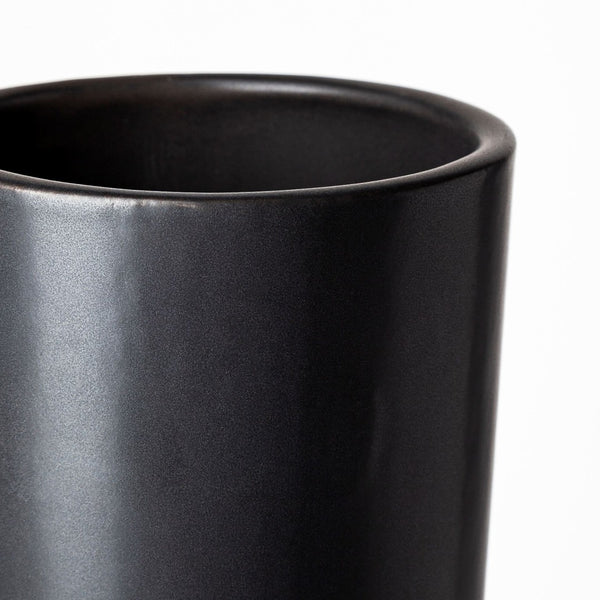 Mercana Laforge Sculptural Matte Black Vase – Modern Accent for Home Decor, Perfect for Any Interior Style Black Ceramic | 17H 68633