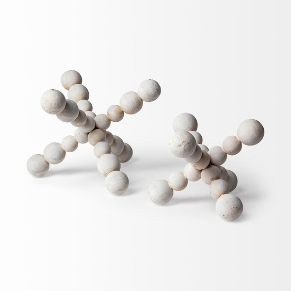 Mercana Carrollton Geometric Wood Ball Jack - Sculptural Accent for Modern Farmhouse and Boho Decor 68669