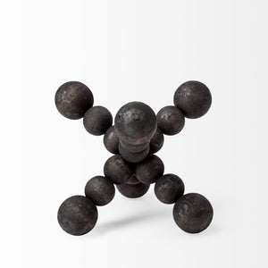 Mercana Carollan Geometric Wood Ball Jack Sculpture – Modern Rustic Accent for Home Decor and Display Black Wood | 7H 68670