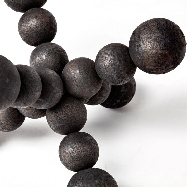 Mercana Carollan Geometric Wood Ball Jack Sculpture – Modern Rustic Accent for Home Decor and Display Black Wood | 7H 68670