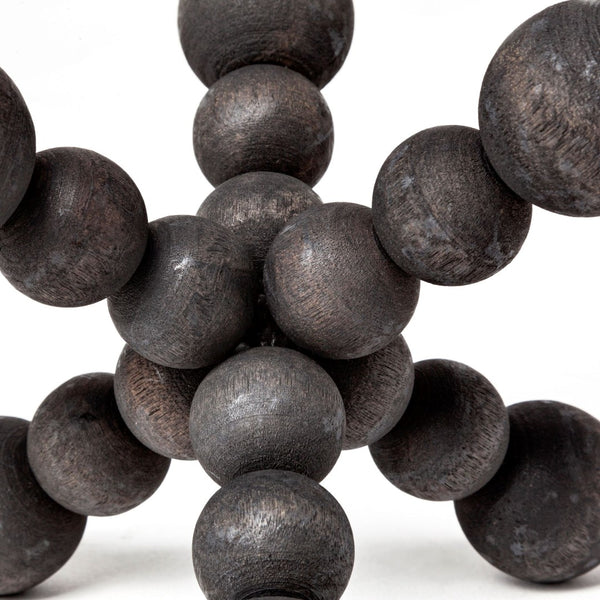 Mercana Carollan Geometric Wood Ball Jack Sculpture – Modern Rustic Accent for Home Decor and Display Black Wood | 7H 68670