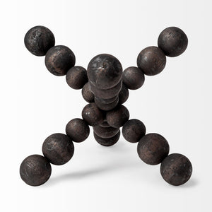 Mercana Carollan Geometric Wood Ball Jack Sculpture – Modern Rustic Accent for Home Decor and Display Black Wood | 9H 68671