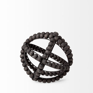 Mercana Earnhardt Decorative Orb - Sculptural Metal Frame with Wooden Beads for Modern Home Decor Accent 68678