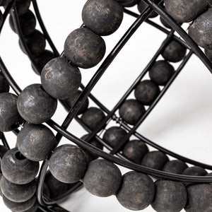 Mercana Earnhardt Decorative Orb - Sculptural Metal Frame with Wooden Beads for Modern Home Decor Accent 68678