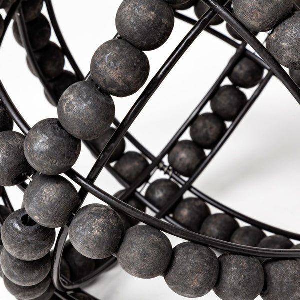 Mercana Earnhardt Decorative Orb - Sculptural Metal Frame with Wooden Beads for Modern Home Decor Accent 68678