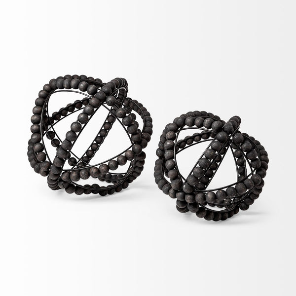 Mercana Earnhardt II Large Statement Orb - Handcrafted Metal and Wooden Bead Decor for Modern Interiors 68679