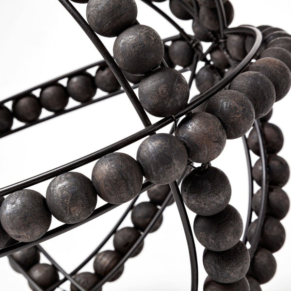 Mercana Earnhardt II Large Statement Orb - Handcrafted Metal and Wooden Bead Decor for Modern Interiors 68679