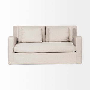 Mercana Denly Elegant Two-Seater Slipcovered Sofa with Deep Cushions for Modern Living Room Comfort Beige 68701