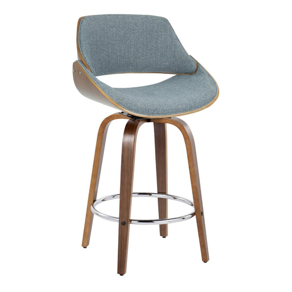 English Elm 26" Mid-century Swivel Counterstools Walnut Legs Camel Faux Leather Seat Set of 2 B202S00259