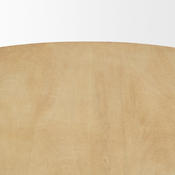 Mercana Crossman Solid Mango Wood Dining Table with Sculptural Pedestal Base for Elegant Gatherings 60" Blonde Wood Top | Blonde Wood Base 68518-AB