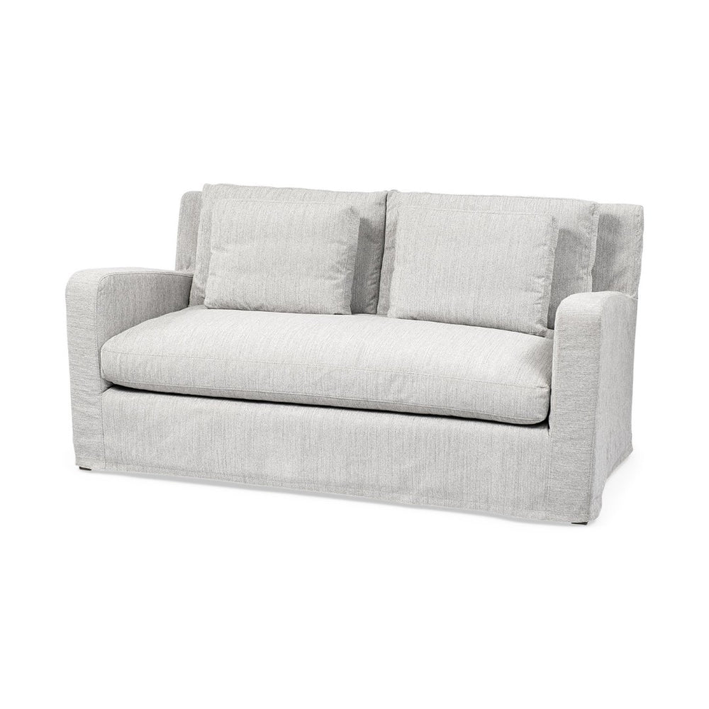 Mercana Denly Elegant Two-Seater Slipcovered Sofa with Deep Cushions for Modern Living Room Comfort Frost Gray 68719