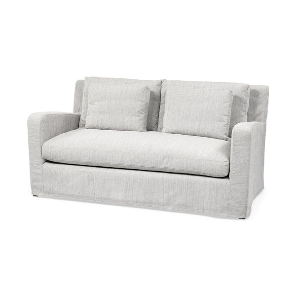 Mercana Denly Elegant Two-Seater Slipcovered Sofa with Deep Cushions for Modern Living Room Comfort Frost Gray 68719