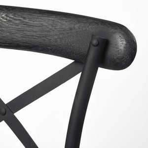 Mercana Etienne 26.25" Rustic Farmhouse Stool with Sturdy Iron Base for Stylish Kitchen and Bar Spaces Black Wood | Black Metal | Counter 68512