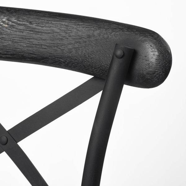 Mercana Etienne 26.25" Rustic Farmhouse Stool with Sturdy Iron Base for Stylish Kitchen and Bar Spaces Black Wood | Black Metal | Counter 68512