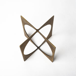 Mercana Lima Geometric Decorative Object in Antiqued Gold Finish – Modern Accent for Stylish Interiors Gold Metal | 6H 68661