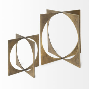Mercana Lima Geometric Decorative Object in Antiqued Gold Finish – Modern Accent for Stylish Interiors Gold Metal | 10H 68662