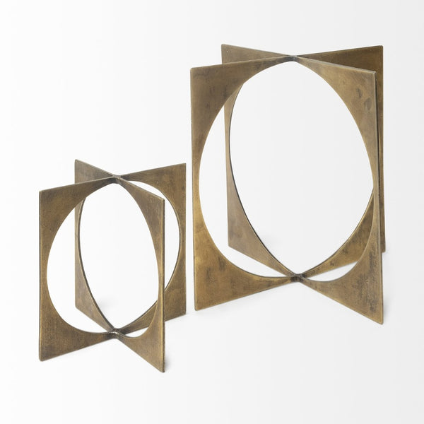 Mercana Lima Geometric Decorative Object in Antiqued Gold Finish – Modern Accent for Stylish Interiors Gold Metal | 10H 68662
