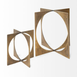 Mercana Lima Geometric Decorative Object in Antiqued Gold Finish – Modern Accent for Stylish Interiors Gold Metal | 6H 68661
