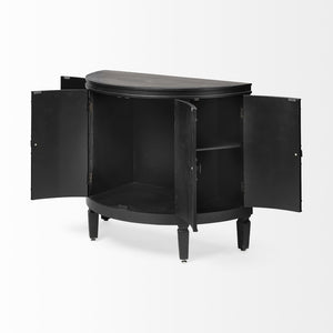 Mercana Romers II 4-Door Demi-Lune Accent Cabinet with Embossed Hexagon Pattern for Stylish Storage Solutions 50201