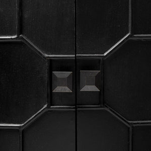 Mercana Romers II 4-Door Demi-Lune Accent Cabinet with Embossed Hexagon Pattern for Stylish Storage Solutions 50201