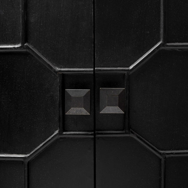Mercana Romers II 4-Door Demi-Lune Accent Cabinet with Embossed Hexagon Pattern for Stylish Storage Solutions 50201
