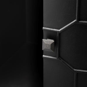 Mercana Romers II 4-Door Demi-Lune Accent Cabinet with Embossed Hexagon Pattern for Stylish Storage Solutions 50201