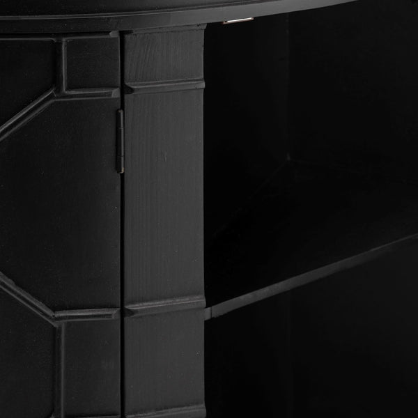 Mercana Romers II 4-Door Demi-Lune Accent Cabinet with Embossed Hexagon Pattern for Stylish Storage Solutions 50201