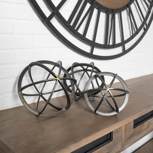 Mercana Galenna Decorative Orb - Small Antiqued Bronze Accent for Modern, Industrial, and Boho Decor Styles Black Metal | 9H 57674