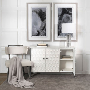 Mercana Savannah Accent Cabinet - Modern Rustic Storage Solution with Embossed Doors for Any Space 68268
