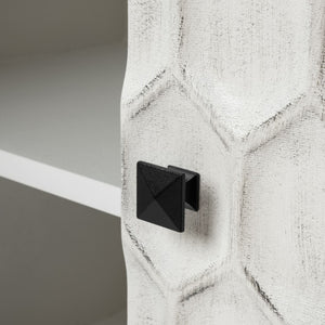 Mercana Savannah Accent Cabinet - Modern Rustic Storage Solution with Embossed Doors for Any Space 68268