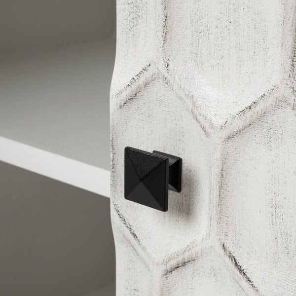 Mercana Savannah Accent Cabinet - Modern Rustic Storage Solution with Embossed Doors for Any Space 68268