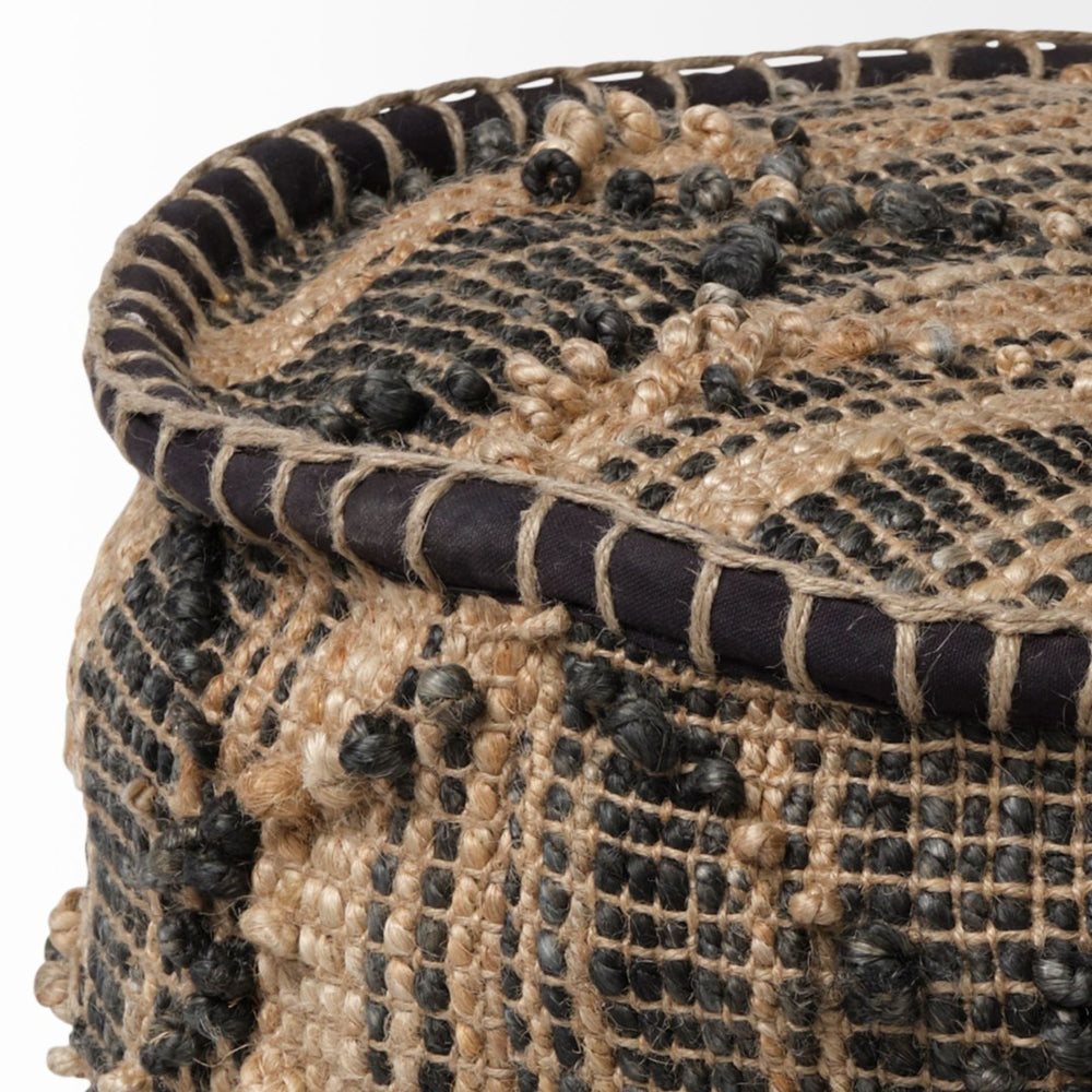 Mercana Riley Handwoven Cylindrical Pouf with Cozy Popcorn Stitch Design for Stylish Home Décor and Seating 68467