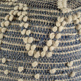 Mercana Rofi Blue Denim and Cream Cotton Stitched Square Pouf  67584