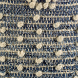 Mercana Rofi Blue Denim and Cream Cotton Stitched Square Pouf  67584