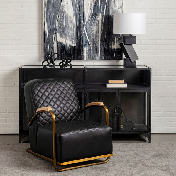 Mercana Horace Elegant Diamond-Stitched Accent Chair with Industrial Iron Frame for Modern Interiors 50406