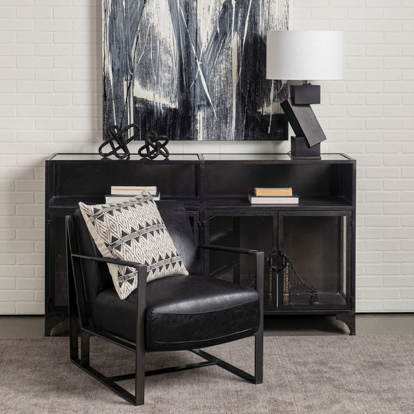 Mercana Pender 63" L Glass Door Display Cabinet - Modern Farmhouse Meets Industrial Style for Any Space 50523