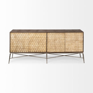 Mercana Swordfish Two-Tone Sideboard Cabinet with Fish-Scale Doors - Stylish Storage for Modern Interiors 67116