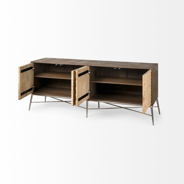 Mercana Swordfish Two-Tone Sideboard Cabinet with Fish-Scale Doors - Stylish Storage for Modern Interiors 67116