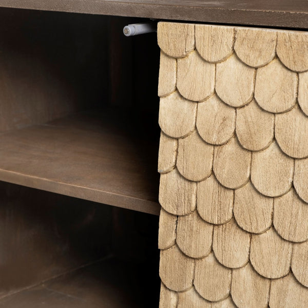 Mercana Swordfish Two-Tone Sideboard Cabinet with Fish-Scale Doors - Stylish Storage for Modern Interiors 67116