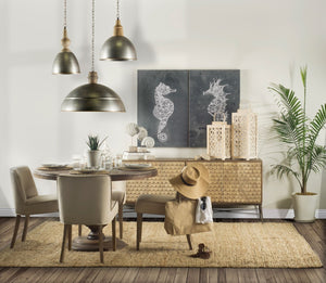 Mercana Swordfish Two-Tone Sideboard Cabinet with Fish-Scale Doors - Stylish Storage for Modern Interiors 67116