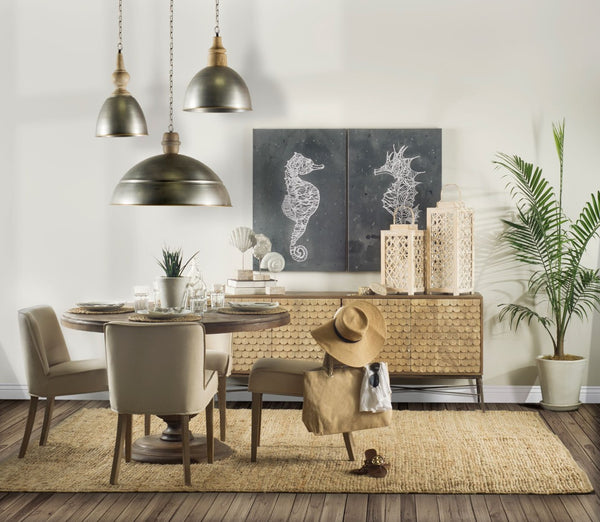 Mercana Swordfish Two-Tone Sideboard Cabinet with Fish-Scale Doors - Stylish Storage for Modern Interiors 67116