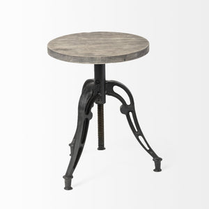 Mercana Emslie Adjustable Height Bar Stool with Solid Wood Seat for Rustic Kitchen and Industrial Decor 50446